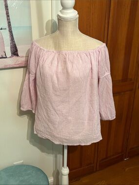 Light Pink striped Off-Shoulder Women's Top